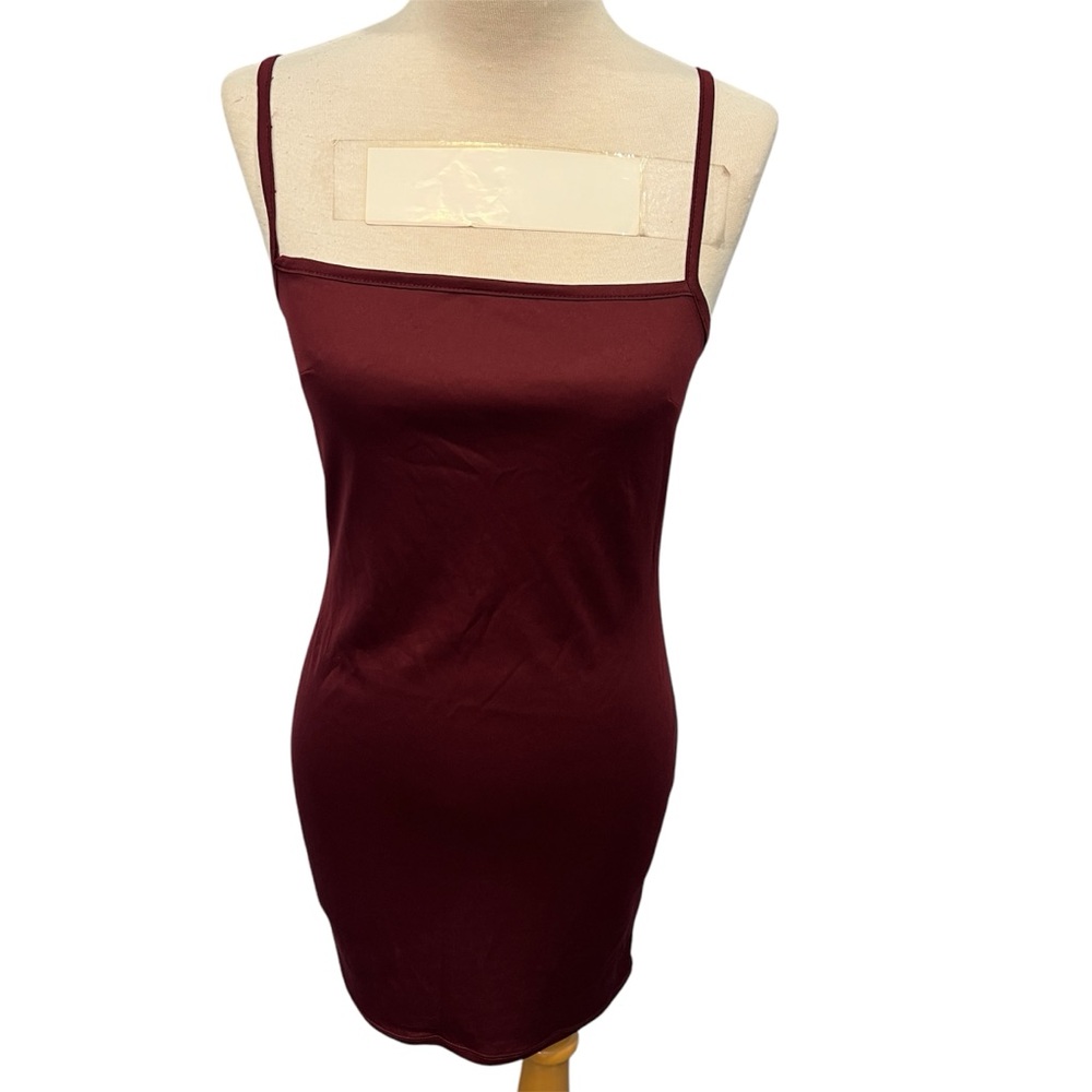 Red Burgundy Body Con Spaghetti Strap Mini Dress (No Size Tag)